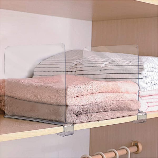Markdang 6 Pcs Acrylic Shelf Dividers (Shelves Less Than 0.8 inch Thick) for Closet Organization Clear Closet Shelf Divider for Closets Book Shelves