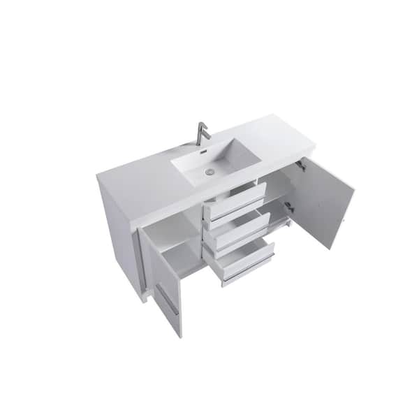 59.25 in. x 19.7 in. D x 41 in. H Single Sink Bath Vanity in White with White Ceramic Top