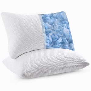 Cool Memory Foam Queen Size Pillow Set of 2 Organic Cotton Cover, Hotel Collection Bed Pillow