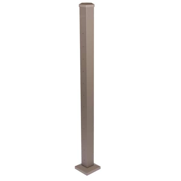 Cable Rail 2-1/2 in. x 2-1/2 in. x 44 in. Textured Bronze Aluminum Line Post for Cable Railing System