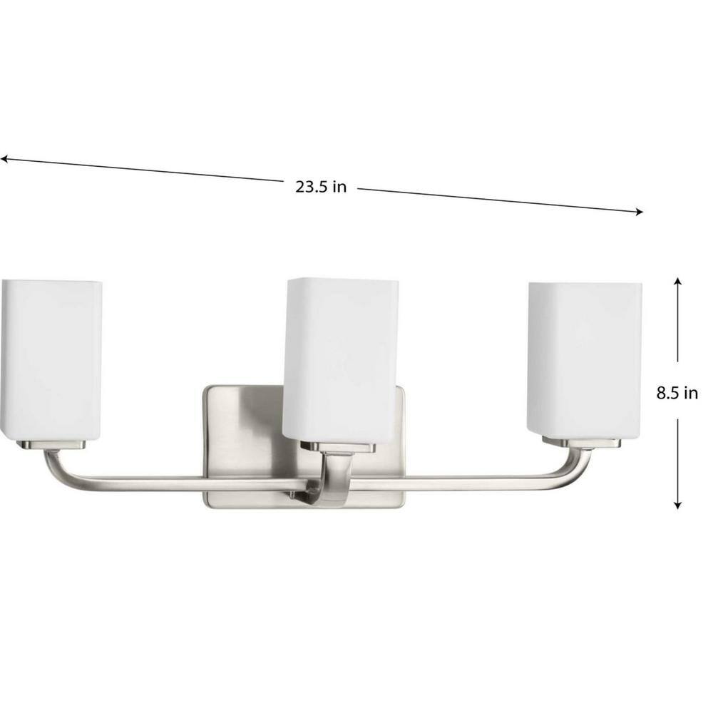 Cowan 3-Light Brushed Nickel Wall Light with Etched Opal Glass