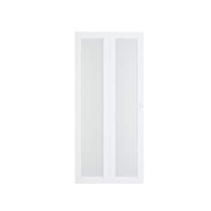36 in. x 80 in. 1-Lite Moru Glass and Manufacture Wood Closet Bi-Fold Door with Hardware Kit