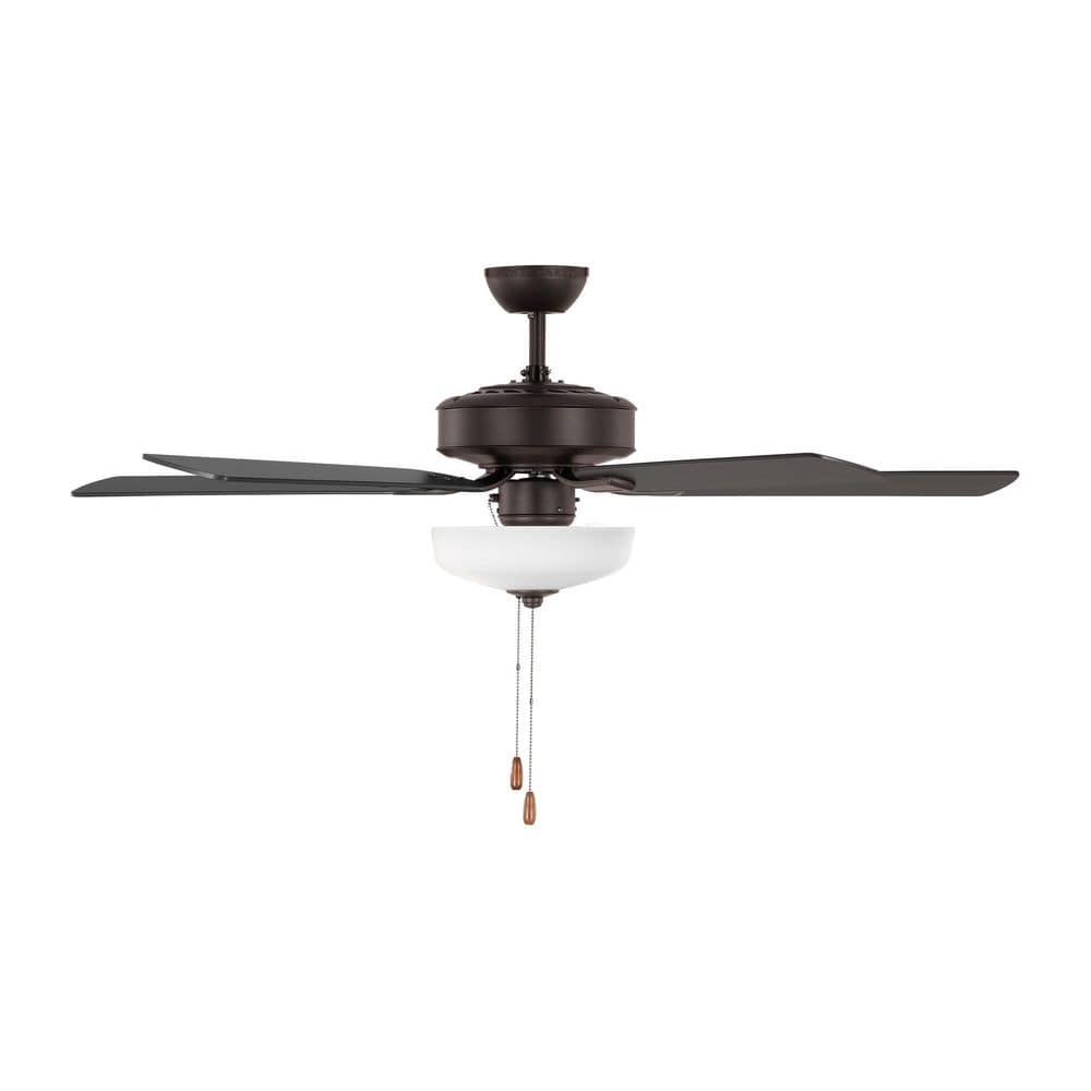 Linden 52'' Bronze Ceiling Fan with Matte White Glass Light Kit