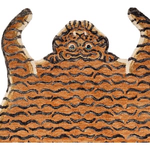 Justina Blakeney Feroz Tangerine 4 ft. x 6 ft. Animal Print 100% Wool Pile Area Rug