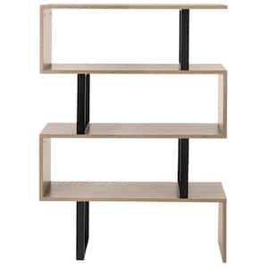 50.4 in. Light Brown Wood 3-shelf Etagere Bookcase with Open Back