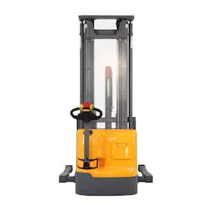 3300 lbs. 177 in. Lifting Powered Full Electric Walkie Stacker with Straddle Legs and Adjustable Forks