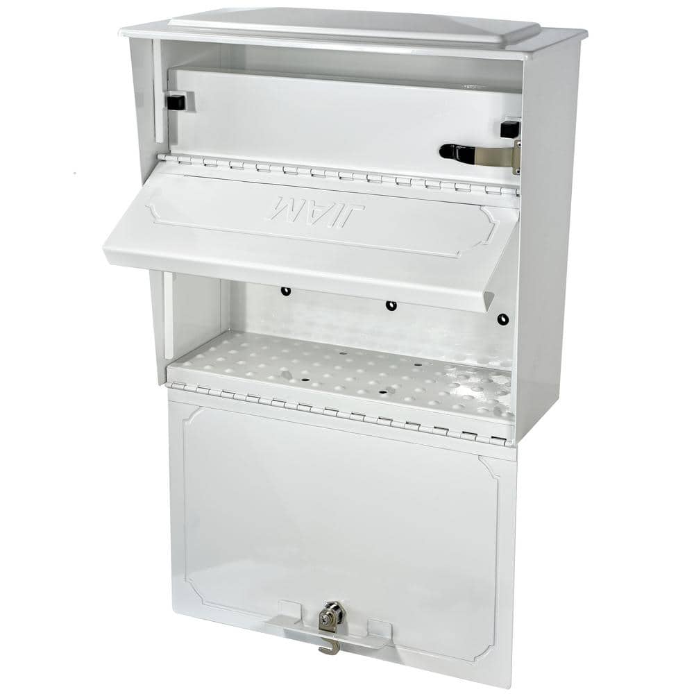 Alpine White Large Lockable Steel Wall Mount Mailbox