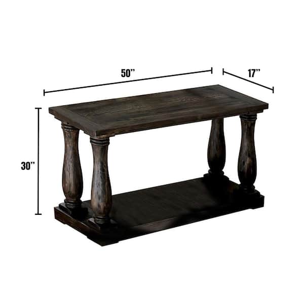 William's Home Furnishing Keira 50 in. Weathered Walnut Standard Rectangle Wood Console Table with Storage