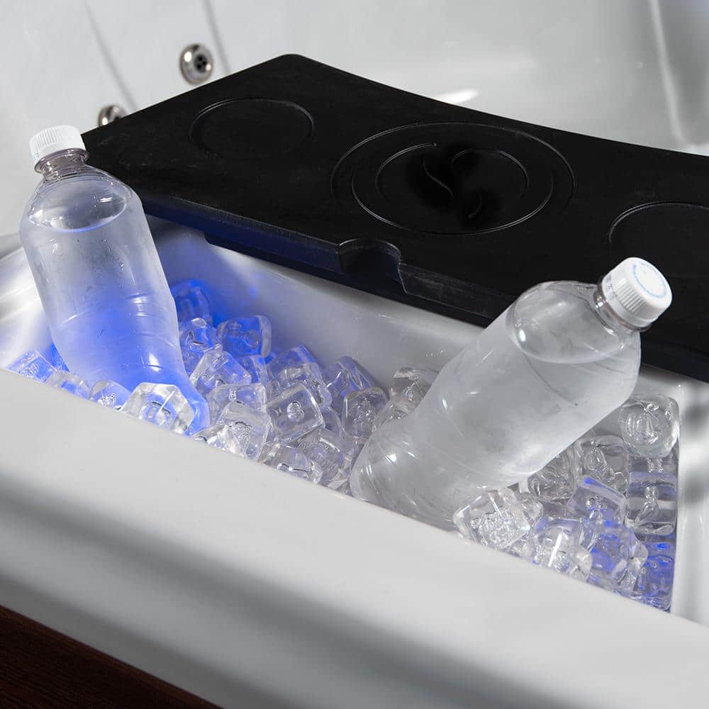 Espresso Square 7-Person Polyethylene Hot Tub with LED Lighting