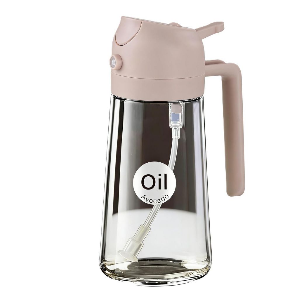 16 oz. Lotus Root Pink 2 in 1 Oil Dispenser, Food Grade Premium Spray Bottle with Portion Control for Salad, Frying, BBQ
