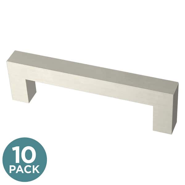 Liberty 10-Pack Modern Square 3-3/4 in. (96 mm) Modern Cabinet Drawer Pulls in Stainless Steel