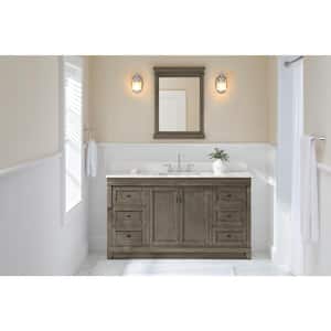 Naples 60 in. W Bath Vanity Cabinet Only in Distressed Grey for Single Bowl