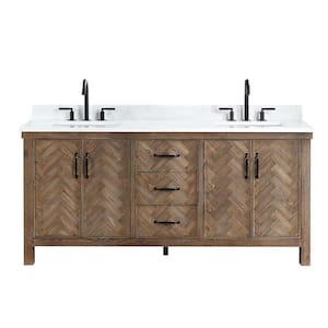 Javier 72 in.W x 22 in.D x 33.9 in.H Double Sink Bath Vanity in Antique Gray with White Grain Composite Stone Top