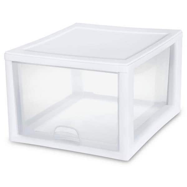 Sterilite 27 Qt. Single Box Modular Stacking Storage Container Clear ...