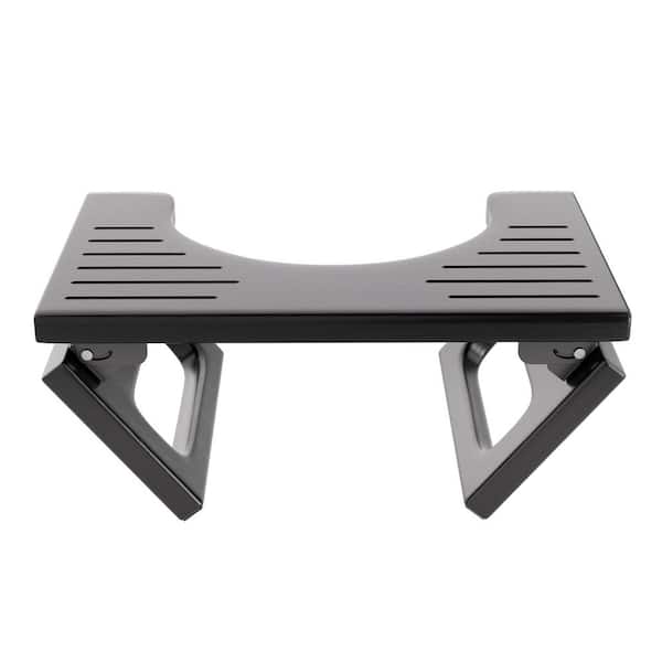 1-Piece Bamboo Adult Squat Toilet Stool Set with Non-Slip Strip, Foldable Squatting Potty Stools for Bathroom in Black