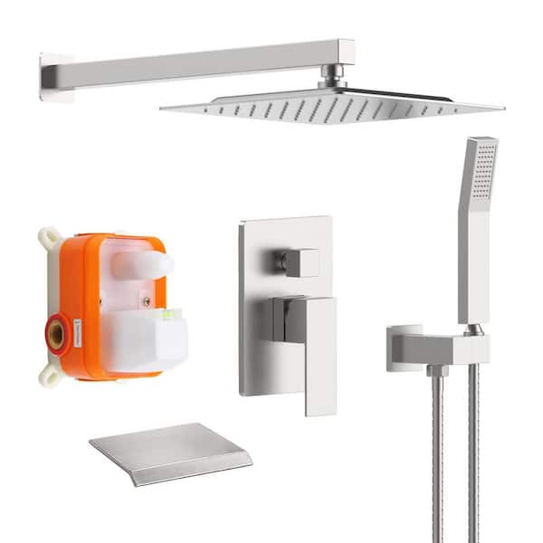 cobbe Rain Single Handle 1-Spray Tub Shower Faucet 1.8 GPM with Pressure Balance in. Brushed Nickel (Valve Included)