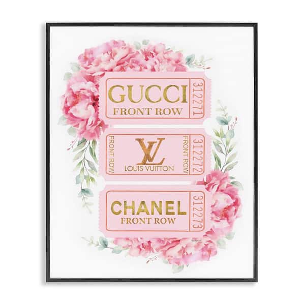 Stupell Industries Pink & Gold Glam Tickets by Amanda Greenwood Black Framed Nature Giclee Art Print 30 in. x 24 in.