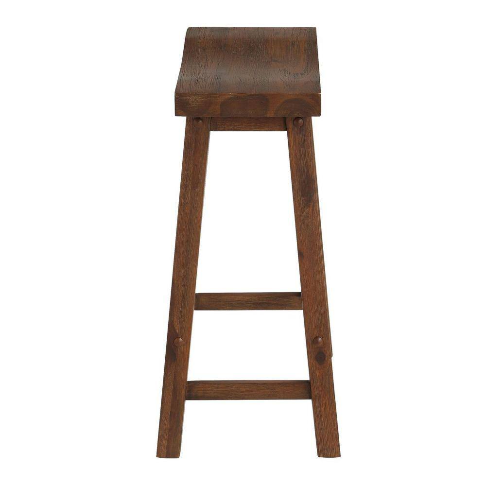 Adjustable Brown Wood Saddle Style Swivel Stool