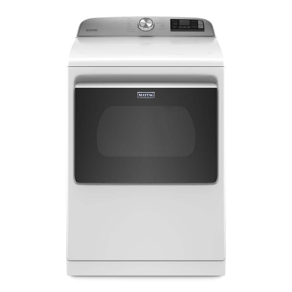 Maytag 7.4 CU. Ft. 240-Volt Smart Capable White Electric Vented Dryer with Hamper Door and Steam, ENERGY STAR