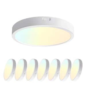 5 in. White New-Ultra-Low-Profile Edge Lit Integrated LED 5CCT Selectable Flush Mount Light Panel Ceiling Light (8-Pack)