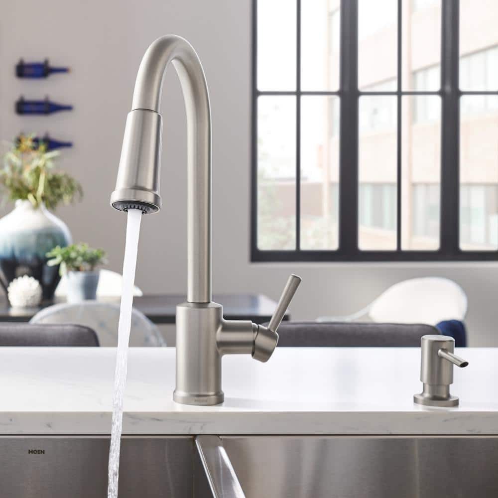 Stainless Steel Pull-Down Kitchen Faucet with Soap Dispenser