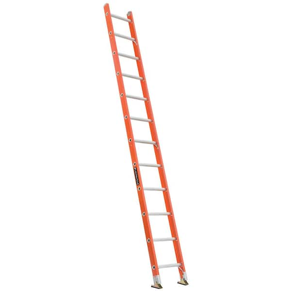 12 ft. Fiberglass Single Ladder with 300 lbs. Load Capacity Type IA Duty Rating