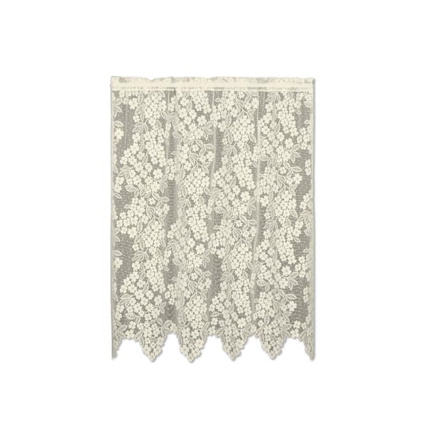 Heritage Lace Ecru Floral Rod Pocket Room Darkening Curtain - 55 in. W x 63 in. L