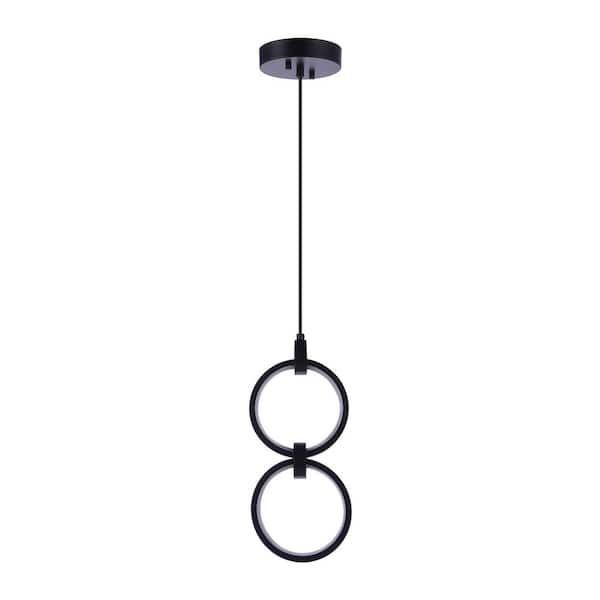 CRAFTMADE Context 10-Watt 21-Light Flat Black Finish Dining Kitchen Foyer Integrated LED Pendant 1-Light with PVC Shade