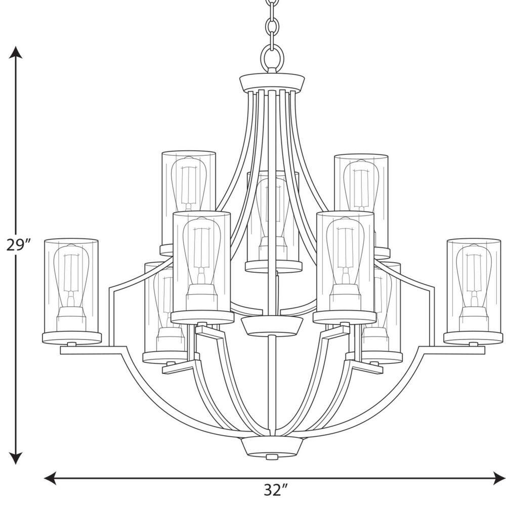 Lassiter 9-Light Modern Traditional Chandelier in Brushed Nickel with Clear Glass