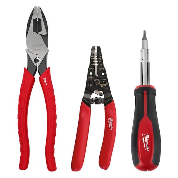 Electrician's Screwdriver, Lineman's Plier & Wire Stripper Hand Tool Kit (3-Piece)