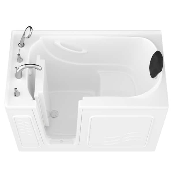 Universal Tubs Safe Deluxe 53 in. Left Drain Walk-In Soaking Bathtub in White