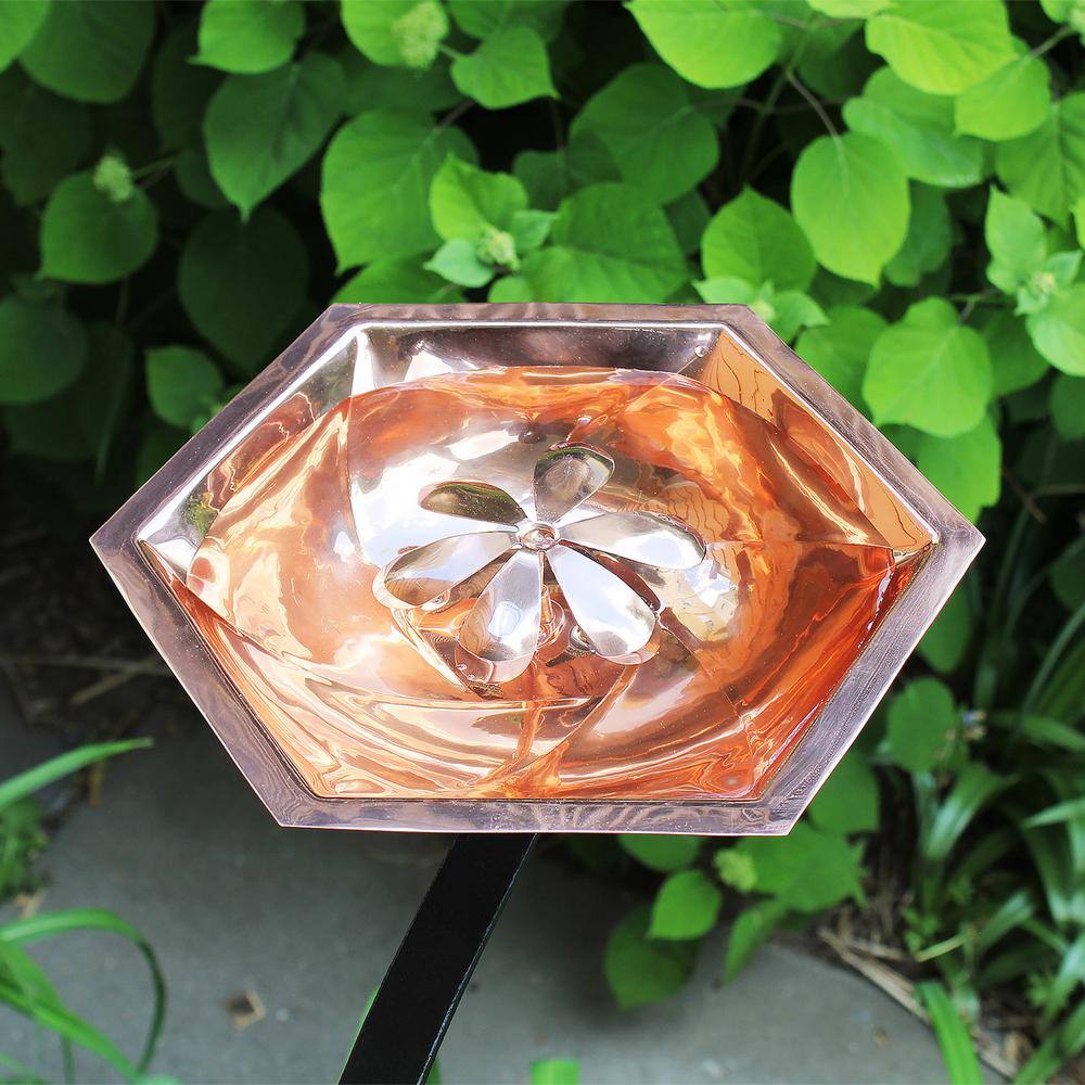 Hexagonal Copper Bee Birdbath with Metal Stake