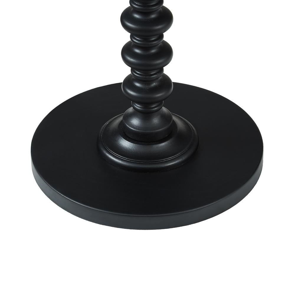 Black Round Wood Spindle Accent Table