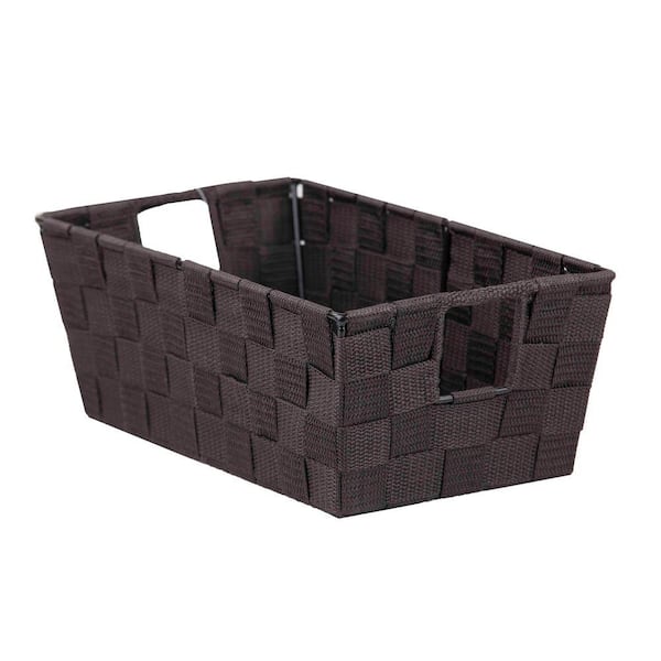 Home Basics 4.5 in. H x 6.5 in. W x 11.5 in. D Brown Fabric Cube Storage Bin