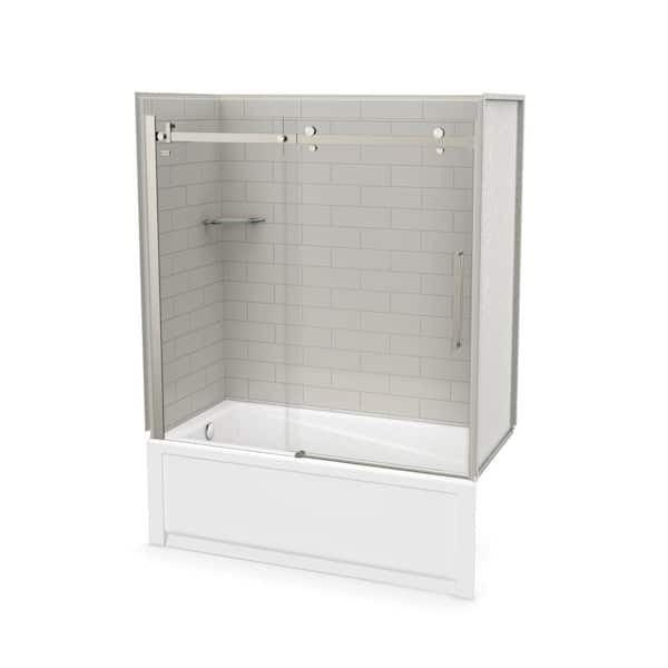 MAAX Utile Metro 32 in. x 60 in. x 81 in. Bath and Shower Combo in Thunder  Grey, New Town Right Drain, Halo Door Matte Black 106913-301-019-107 - The  Home Depot