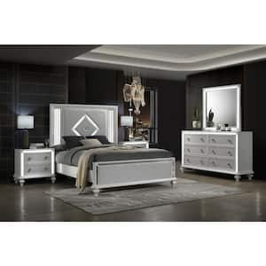 New Classic Furniture Stardust 5-Piece White Queen Wood Bedroom Set (Bed/Dresser/Mirror/2-Nightstands)