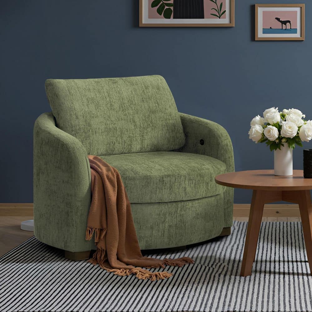 Lifestyle Solutions Myles Olive Boucle Polyester Arm Chair with