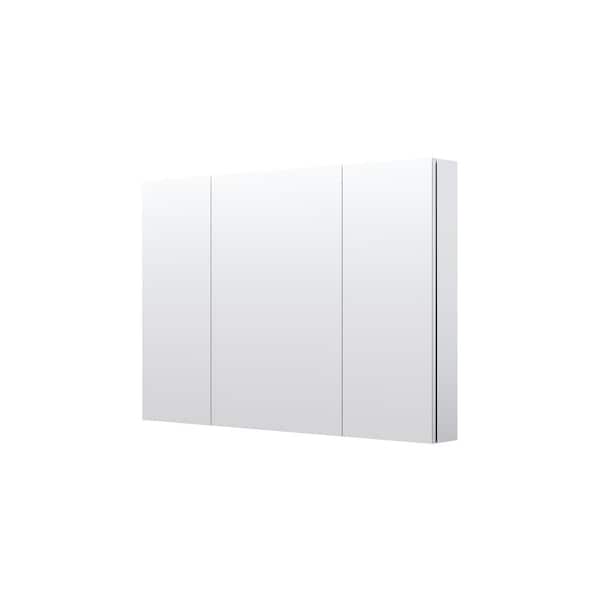 44 in. W x 30 in. H Rectangular Medicine Cabinet with Mirror in Silver with Adjustable Shelves, Soft-Close
