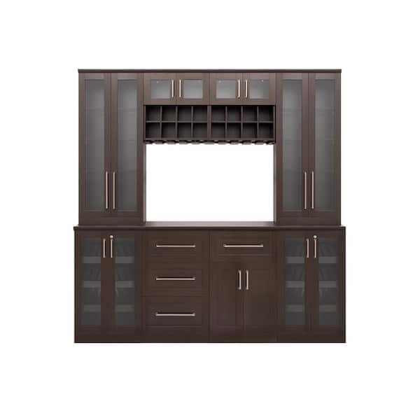 NewAge Products Home Bar 21 in. Espresso Cabinet Set (9-Piece)