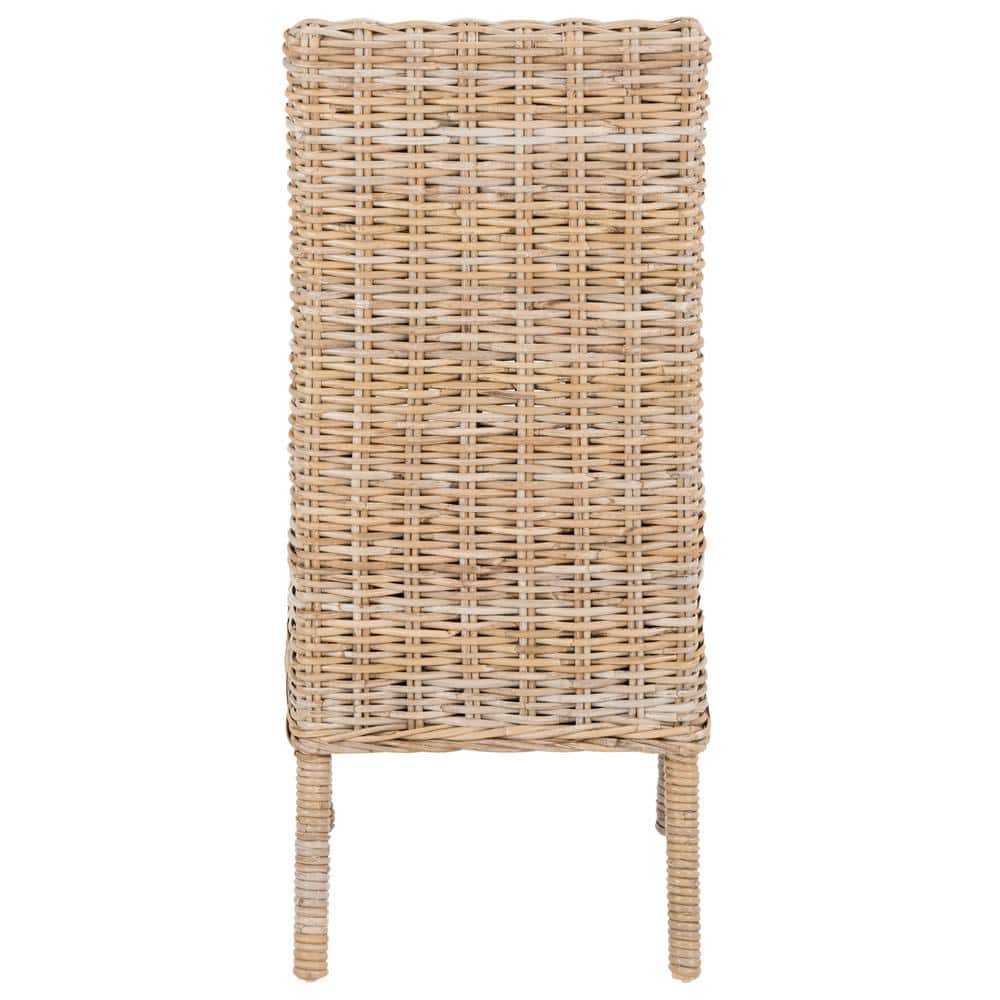 Transitional Unfinished Wicker and Wood Side Chair - Natural