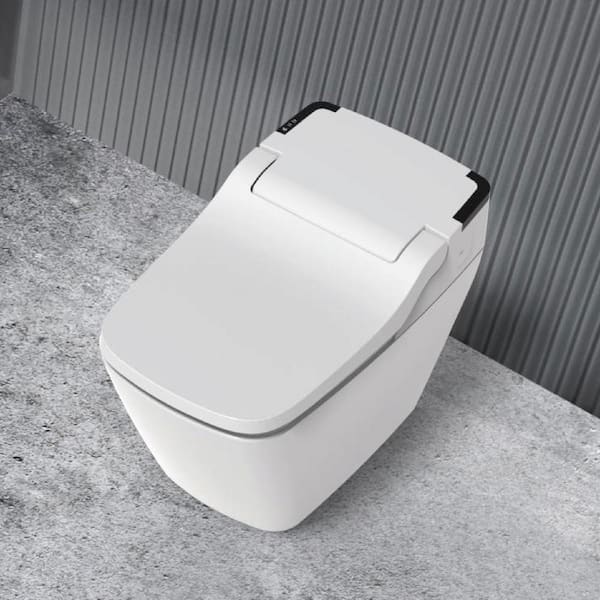 VOVO Stylement Tankless Smart Bidet One Piece Toilet Square in White, UV-A  LED Sterilization, Auto Flush, Heated Seat TCB-090S - The Home Depot