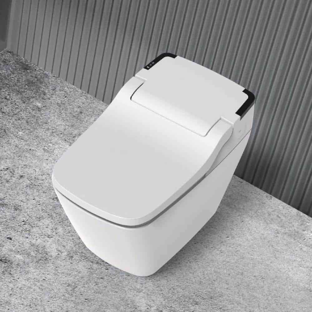 White Smart Bidet Toilet with Heated Seat and Auto Flush