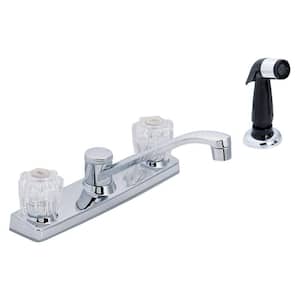 Traditional Collection 2-Handle Standard Kitchen Faucet with Black Side Sprayer in Chrome