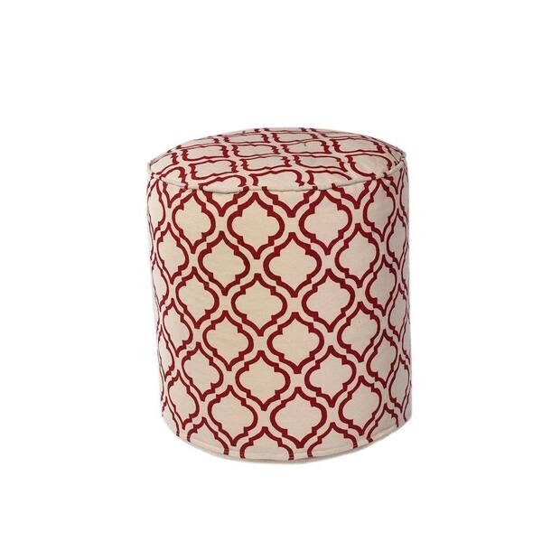 Kas Rugs Champion Decorative Pouf in Ivory/Red