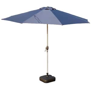 10 ft. Aluminum Market Tilt Patio Umbrella in Navy Blue Finish Outdoor Table Umbrella with Push Button Tilt and Crank