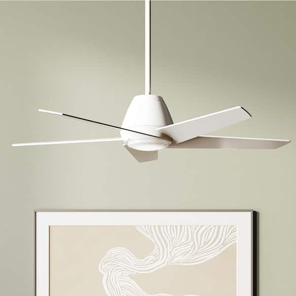 Gust 54 in. Indoor Integrated LED Matte White Standard Downrod Mount Modern Ceiling Fan with Remote