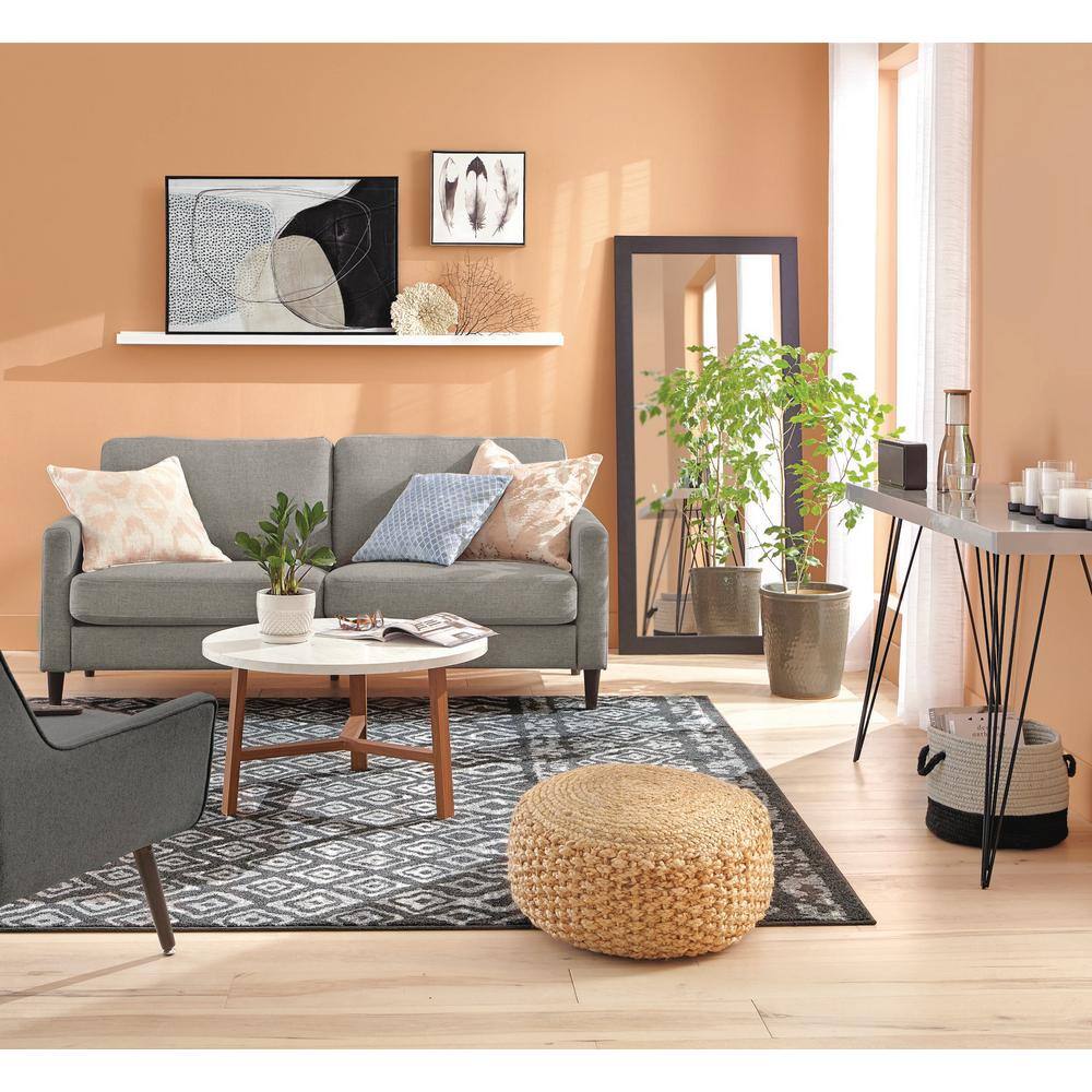 Transitional Taupe and Black Rectangular Console Table with Iron Legs