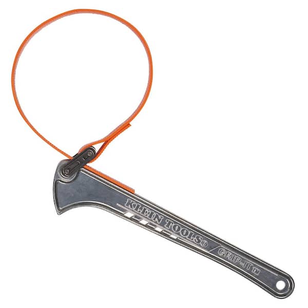 Klein Tools 1-1/2 in. to 5 in., 12 in. Grip-It Strap Wrench, Handle