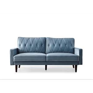Feemster 69.3 in. Wide Square Arm Velvet Straight 3-Seater Sofa in Grayish