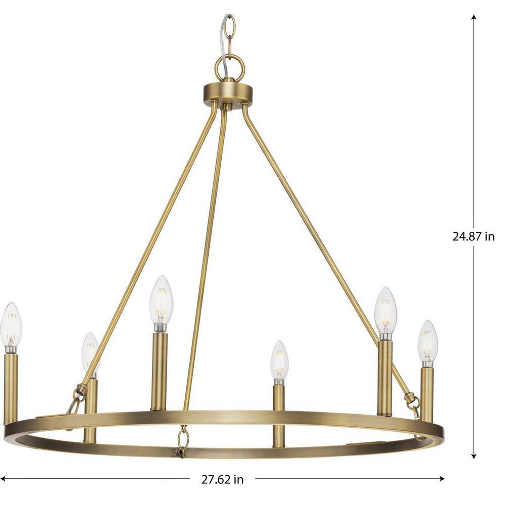 Gilliam Vintage Brass 6-Light Steel Chandelier